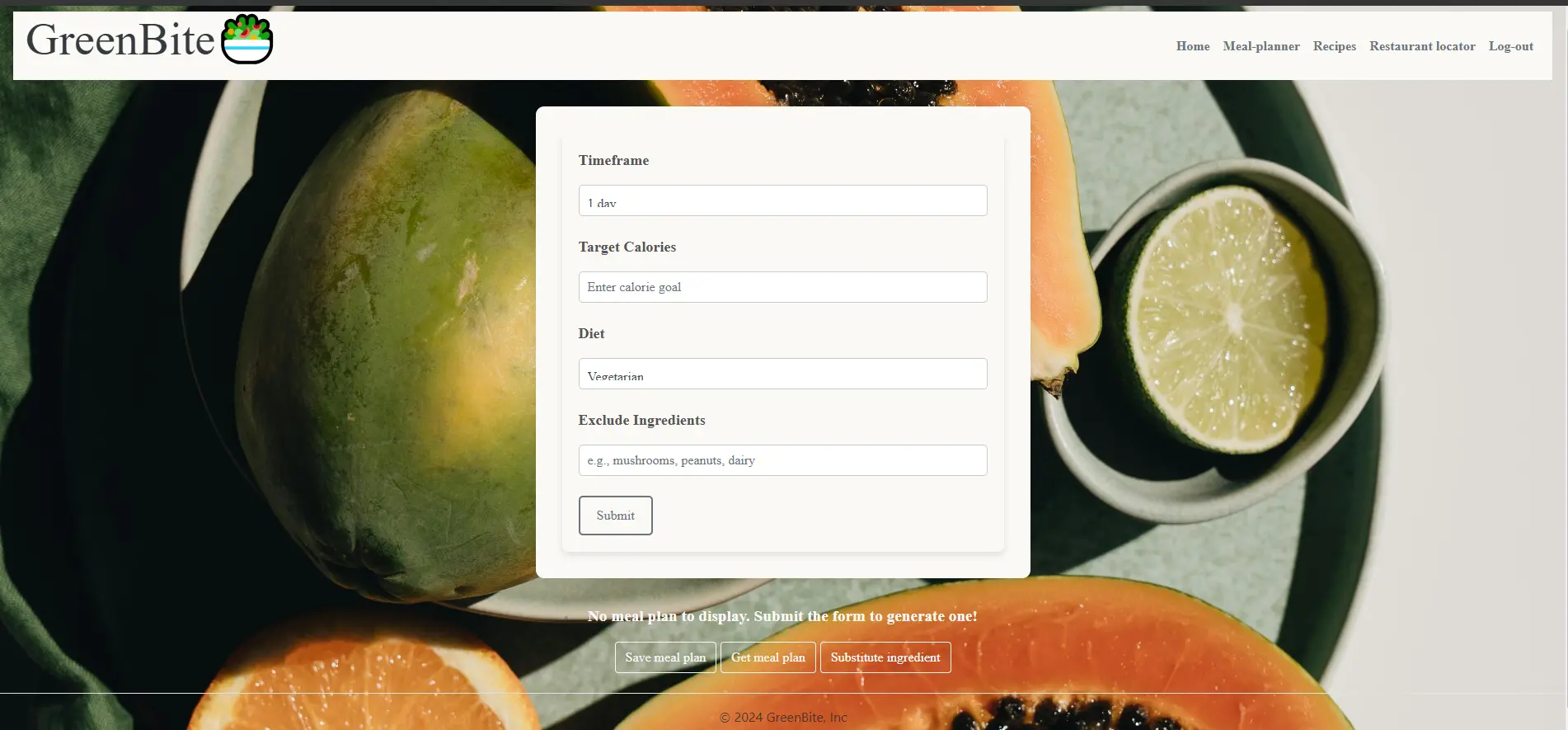 GreenBite meal planner