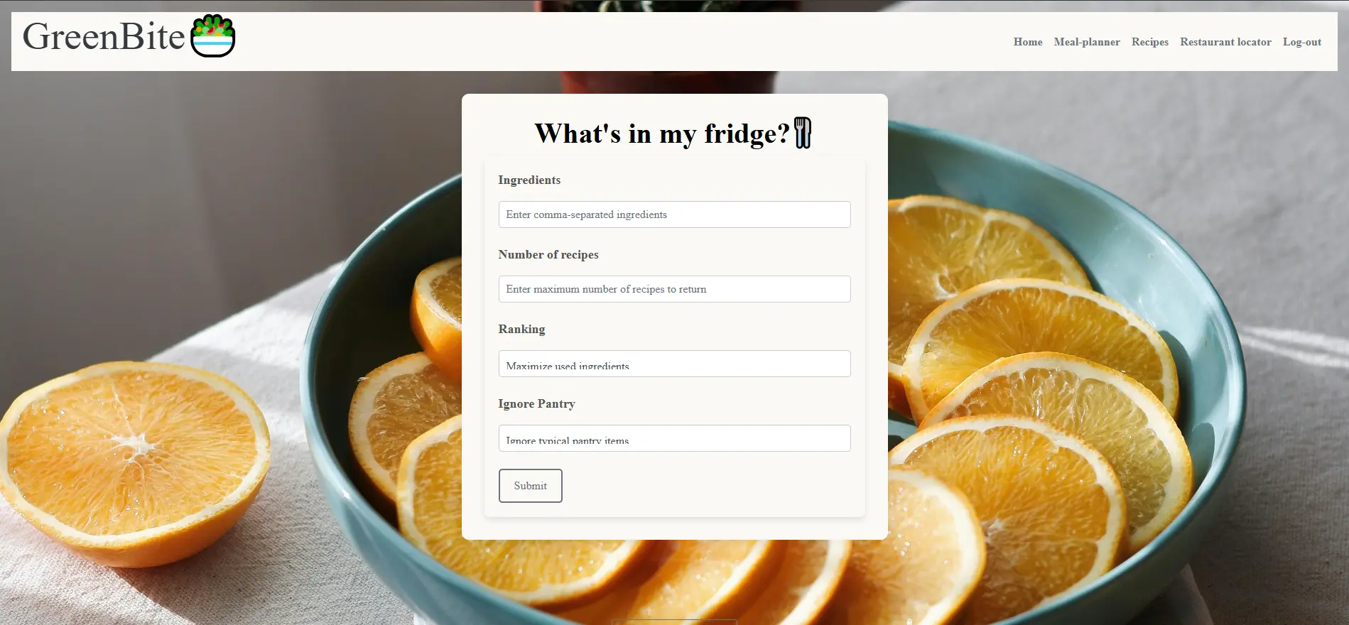 GreenBite recipe finder