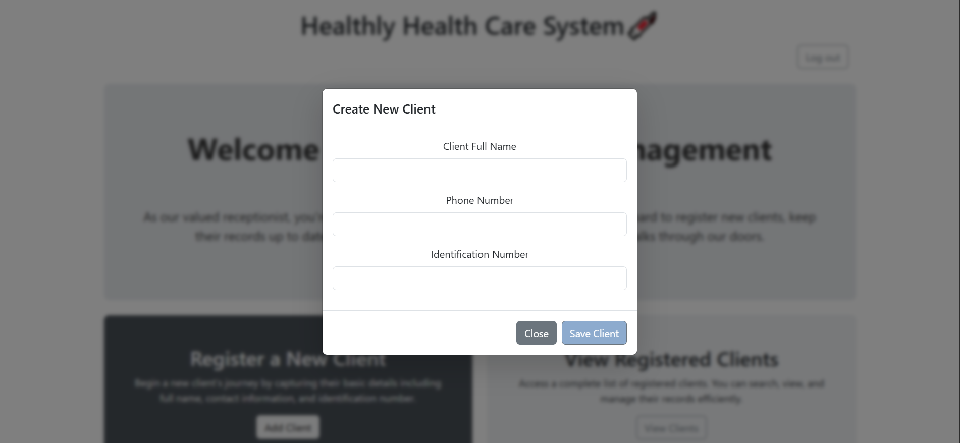 Add client modal