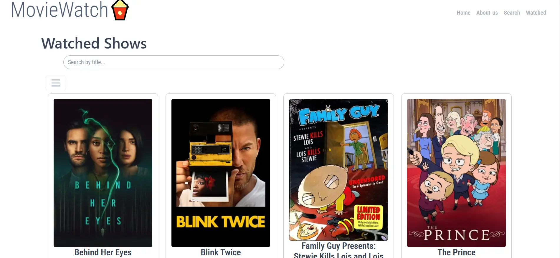 MovieWatch watchlist view